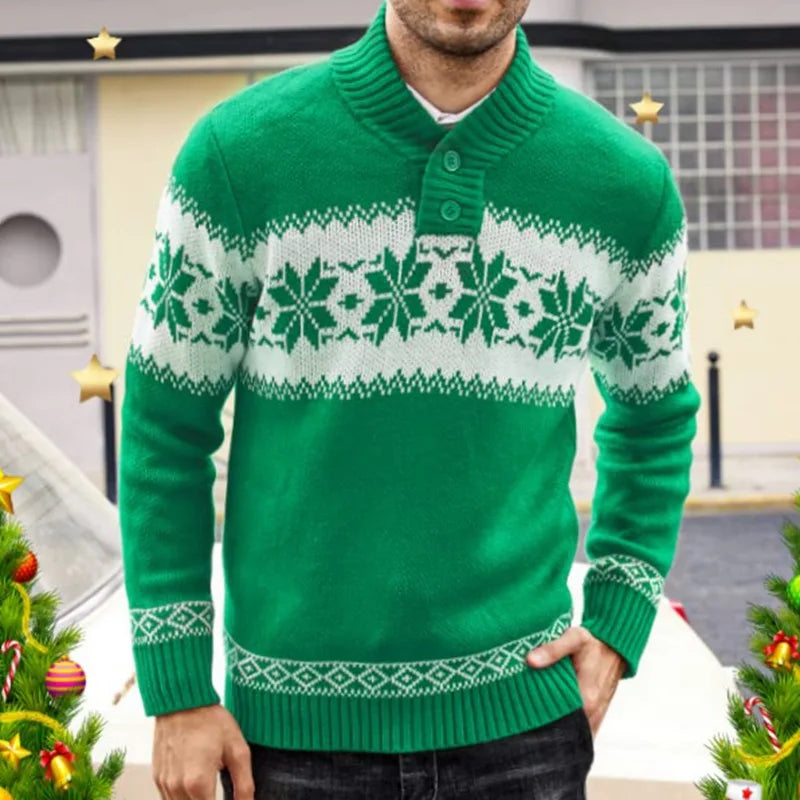 メンズ新作 プルオーバーセーター 秋冬 長袖 クリスマス カジュアル ファッション ジャカードニット セーター メンズ服